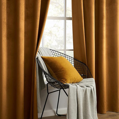 MIULEE Velvet Curtains Golden Brown 52 x 90 Inch Length Set of 2 | Grommet - Image 6