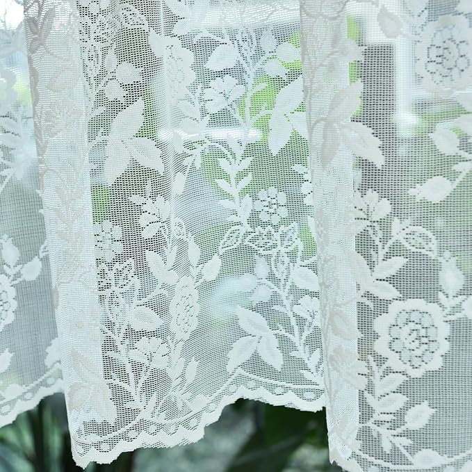 FINECITY Ivory Floral Lace Valance Curtain - Image 5
