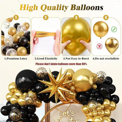 Black and Gold Balloon Garland Arch Kit | Party Decorations - Image 8