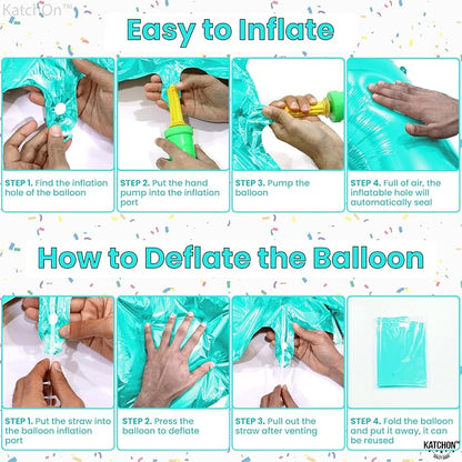 KatchOn, Aqua Blue 40 Inch Number 7 Balloon - Image 3