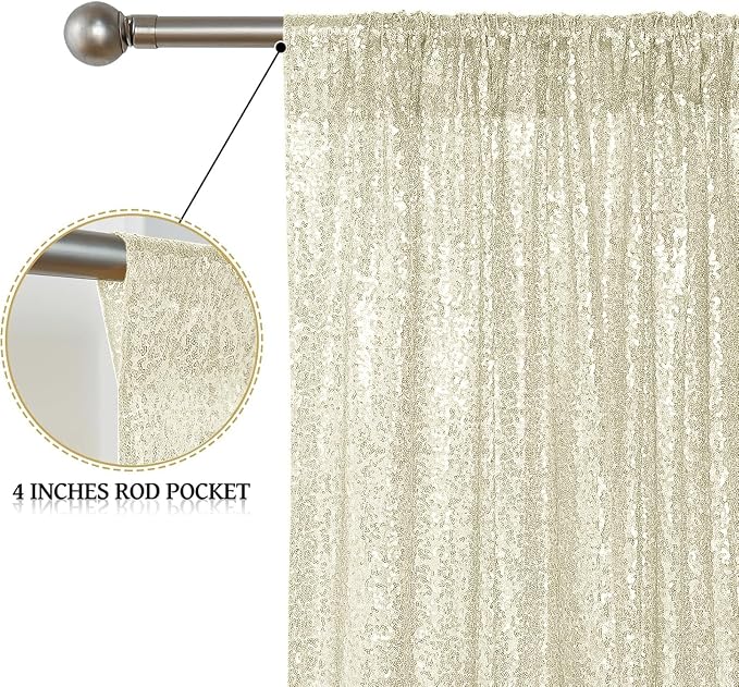 Sugargirl Champagne Sequin Backdrop Curtain 4FTx8FT Glitter Champagne - Image 5