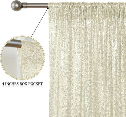 Sugargirl Champagne Sequin Backdrop Curtain 4 Panels 2FTx8FT Glitter Champagne - Image 5