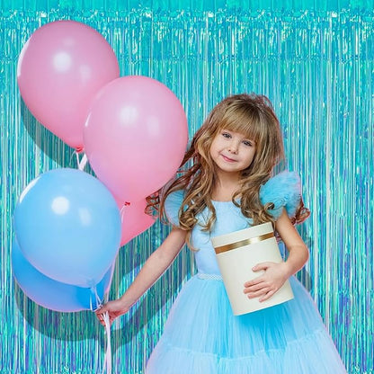 BRAVESHINE Iridescent Blue Fringe Curtains | Holographic Tinsel Backdrop | 2 - Image 6