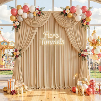 30 ft x 8 ft Thick Champagne Backdrop Curtain - Image 8