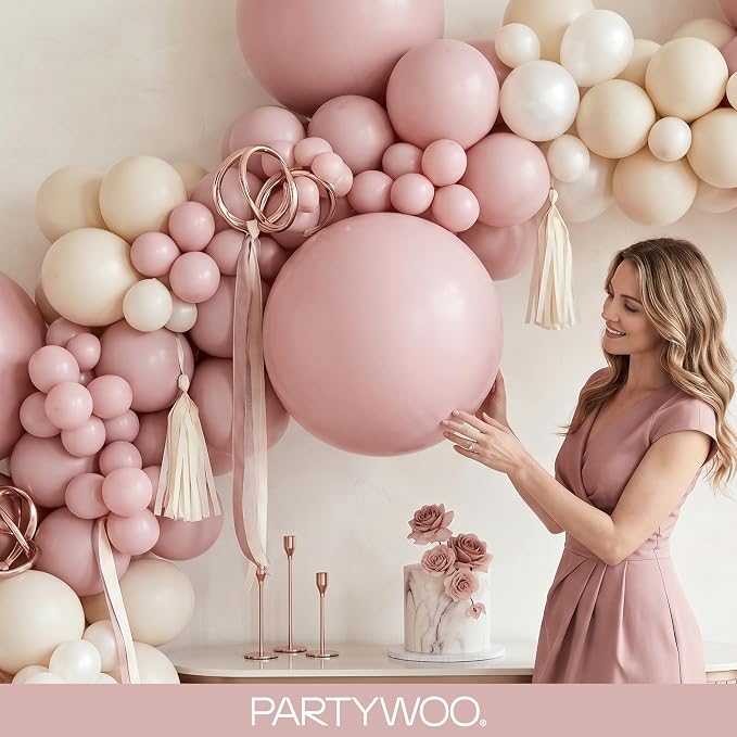 PartyWoo Dusty Pink Balloons 120pcs Lilac Pink Color 18 12 10 5 Inch | 18 12 10 - Image 9