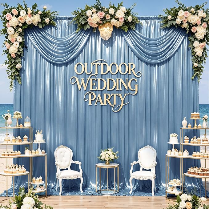 gogoparti 20x10FT Baby Bule Sequin Backdrop Curtain - Image 8