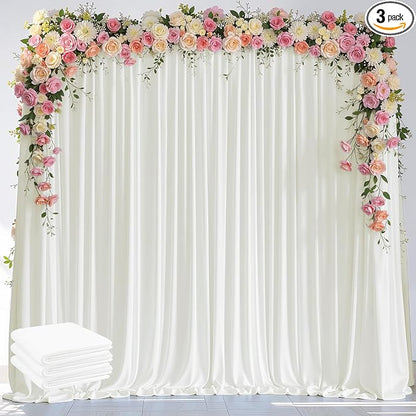 Ivory Backdrop Curtain for Parties Backdrop Drapes, 6 Panel 5x8FT by Wokceer