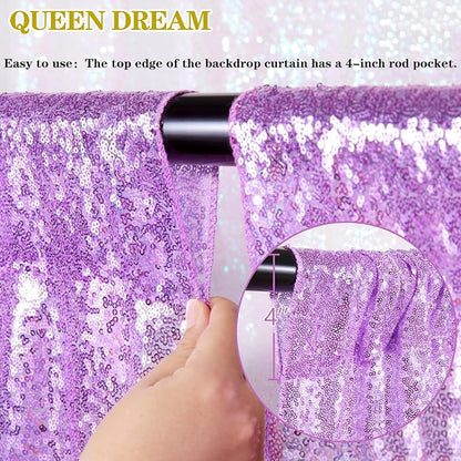 Light Purple Sequin Backdrop Curtain 2 Panel 2FTx8FT Glitter Photo Backdrop | - Image 6