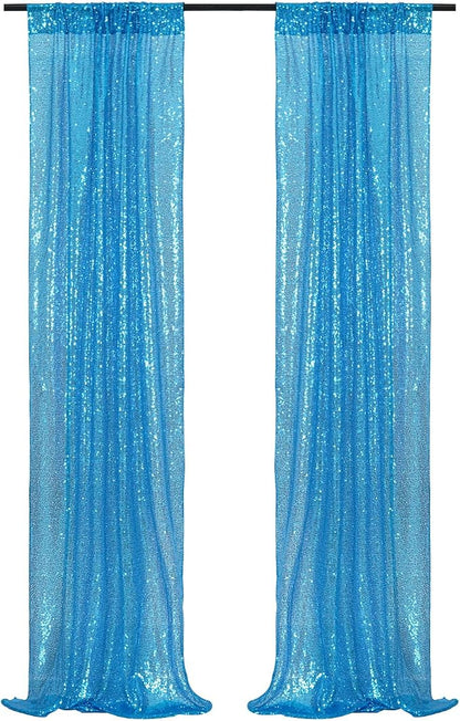 Poise3EHome Turquoise Sequin Backdrop Curtains, 2 Panels Sequin Backdrop - Image 7