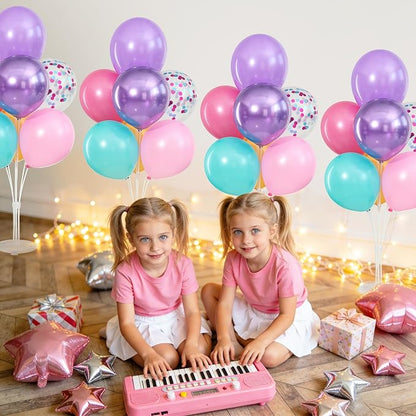 4 Sets Pink Purple Blue Teal Yellow Balloons Stand - Image 5