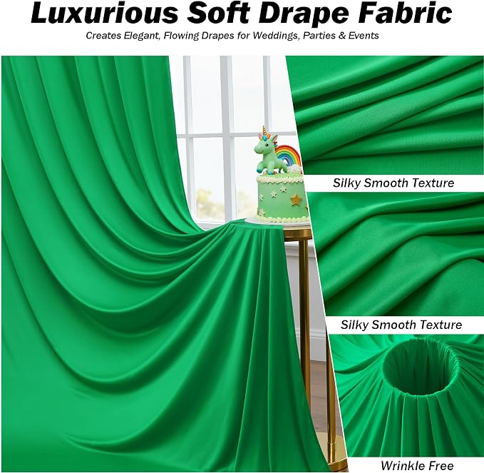 10x12 ft Green Backdrop Curtains - Image 3