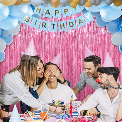 5 Pack 3.3 x 9.9 ft Pink Foil Fringe Curtains Streamers Party Decorations | - Image 6
