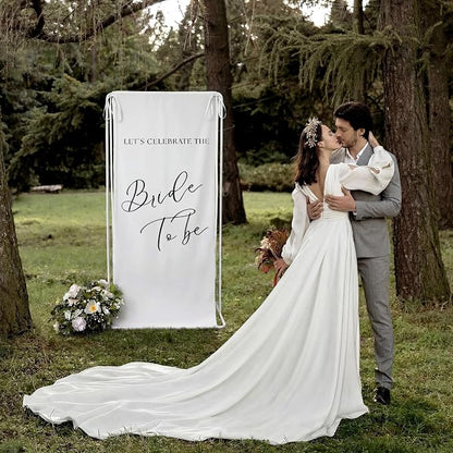 Yousoontic Bride to Be Linen Rustic Bridal Shower Welcome Banner Plain Ceremony - Image 3