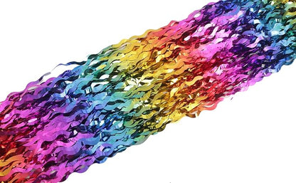 4 Pack Wavy Rainbow Foil Fringe Curtain | 3.3x6.6ft Colorful Tinsel Metallic - Image 8