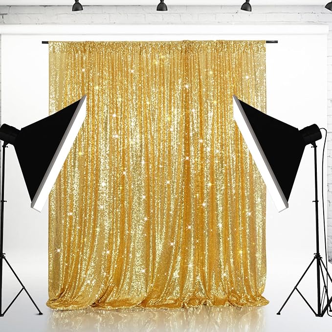 Eternal Beauty Gold 3mm Sequin Backdrop 7x7 Ft - Image 3