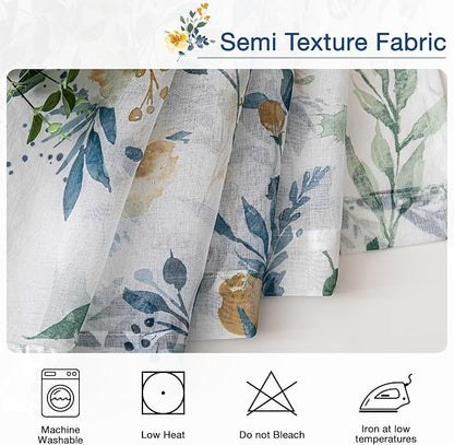 MYSKY HOME Yellow and Blue Sheer Floral Curtains 102 Inch Length 2 Panels | - Image 7