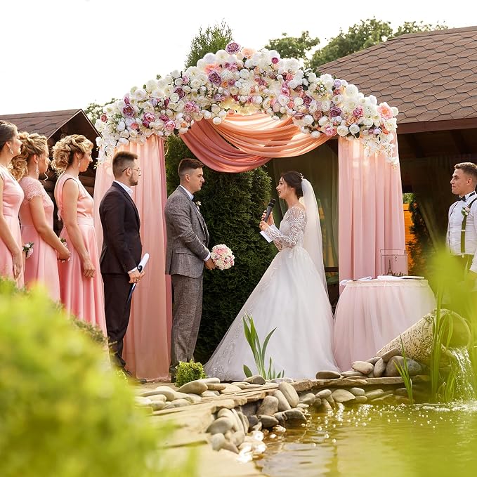 Blush Wedding Arch Draping Fabric Backdrop Drapes Sheer 4 Panels | 28.7"x20FT - Image 5