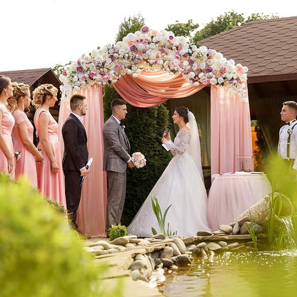 Blush Wedding Arch Draping Fabric Backdrop Drapes Sheer 4 Panels | 28.7"x20FT - Image 5
