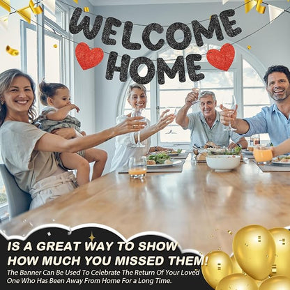Fulmoon Pre Strung Welcome Home Banner Glitter Funny Welcome Sign - Image 4