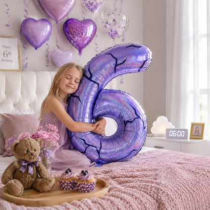 40 Inch Purple Kpop Number 6 Balloon - Image 7