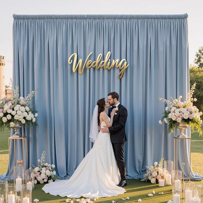 30ft×12ft Wrinkle Free Dusty Blue Backdrop Curtain - Image 9