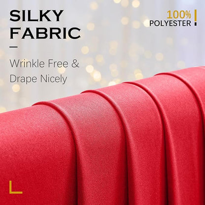 10ft×12ft Red Backdrop Curtain for Wedding Parties, 2 Panels Wrinkle Free - Image 3