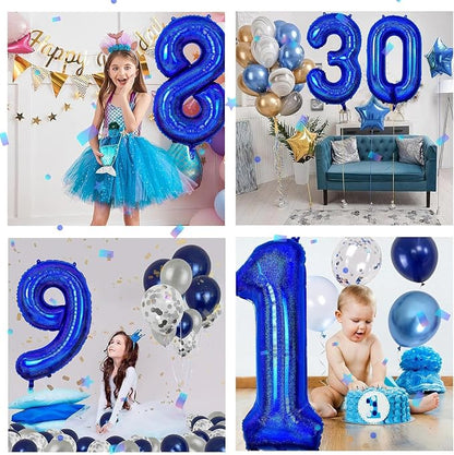 40 inch Navy Blue Number Balloon Dark Blue 9 Balloons Giant Foil Helium - Image 4
