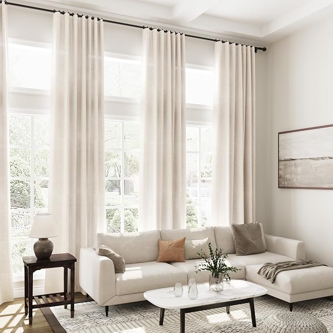 Beige Semi Sheer Linen Curtains 78 inch Length - Image 2