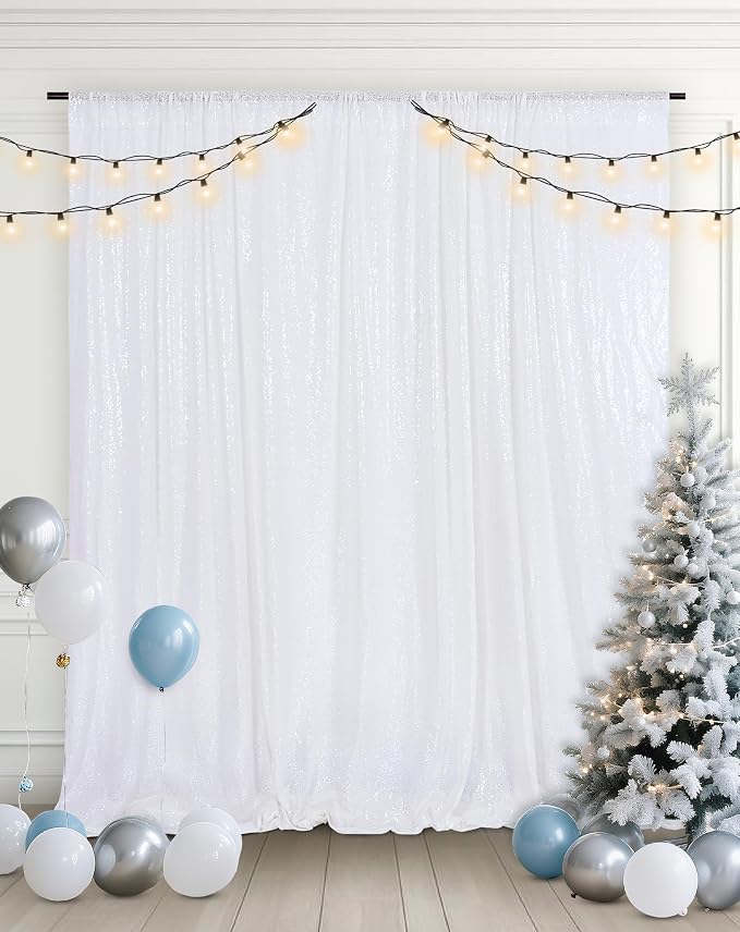 Eternal Beauty White 3mm Sequin Backdrop 8x8 Ft - Image 2