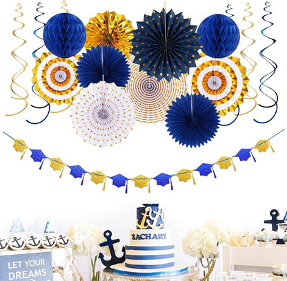 Navy-Blue Gold Party-Decorations Graduation Banner-Streamers - Image 6