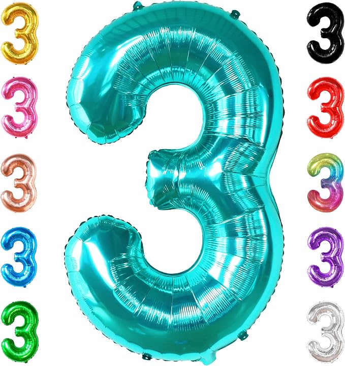 KatchOn Foil Teal Number 3 Balloon by KatchOn