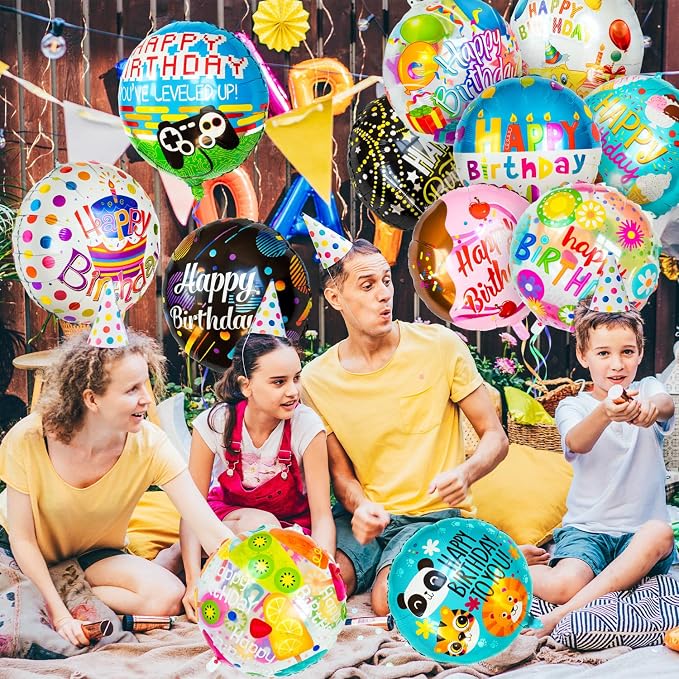 100 Pcs Happy Birthday Balloons, 18IN Round Birthday Mylar Foil Balloon | Party - Image 2