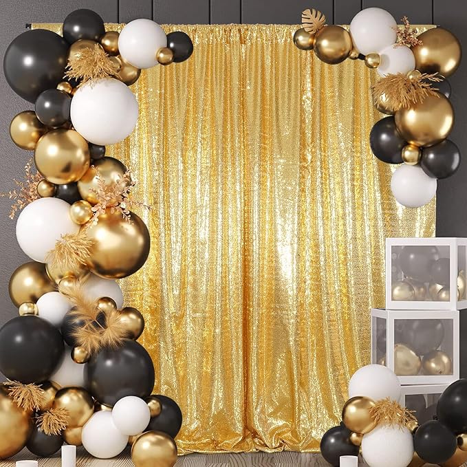 Gold Sequin Backdrop 8FTx8FT NO See-Through Photobooth Backdrop Curtains - Image 6