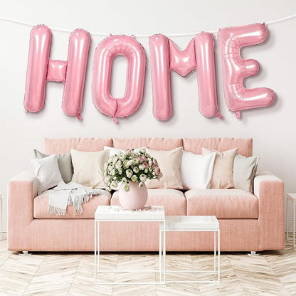 Pink HOME Balloons, 40 Inch HOME Letter Balloons Pink Home Balloon Banner - Image 7
