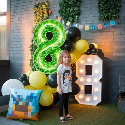 Number 8 Balloons 40 Inch, Gaint Cartoon Lime Green Pixel 8 Balloon Number - Image 4