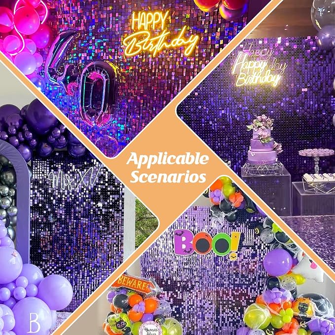 4x6 FT Purple Shimmer Wall Backdrop, Glitter Bling Photo Backdrop - Image 6