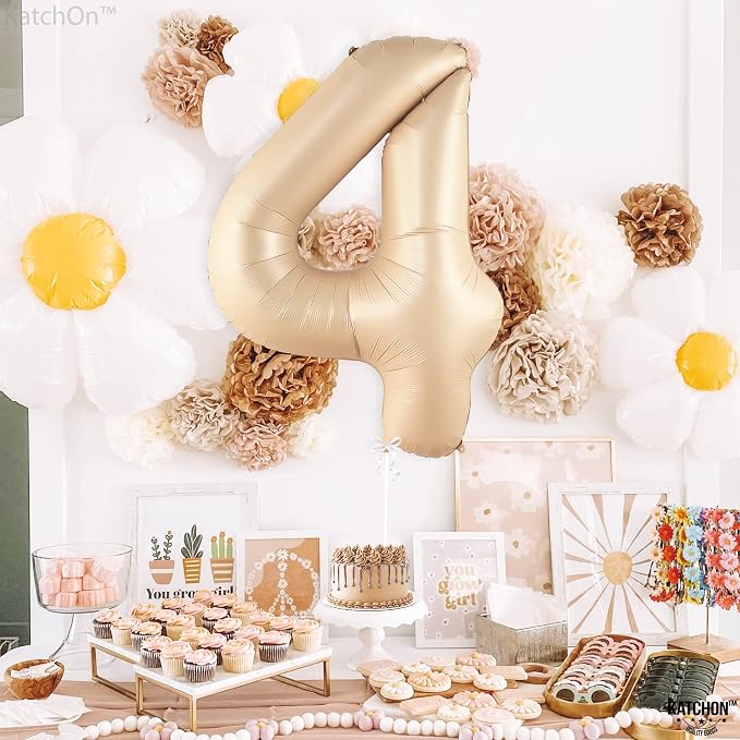 KatchOn Caramel 4 Balloon Number 40 Inch | Neutral Number 4 Balloon - Image 6