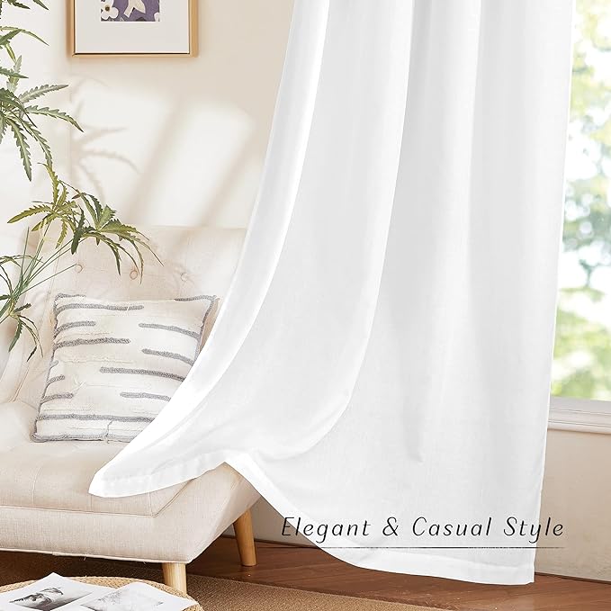 NICETOWN White Linen Curtains 102 inches Long - Image 5