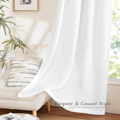 NICETOWN White Linen Curtains 102 inches Long - Image 5