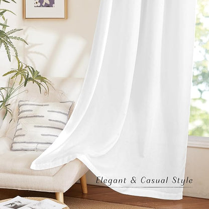 NICETOWN Linen Flax Semi Sheer Curtains 92" Length, Grommet Window Treatments - Image 6