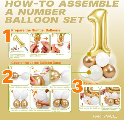 PartyWoo Number Balloons 40 Inch Gold Number 18 Kit 33pcs - Image 7