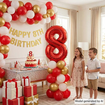 Red Number 8 Balloon 40 Inch, Foil Numeral - Image 7