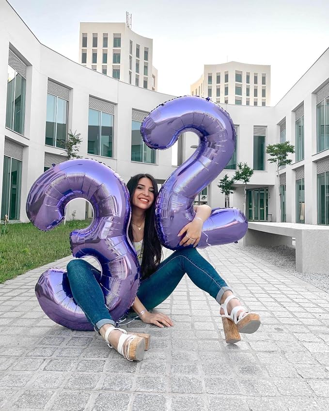 Number 19 Purple Balloons 40 Inch Giant Purple Foil 19 Helium Balloons - Image 5