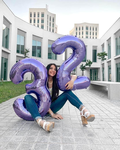 Number 19 Purple Balloons 40 Inch Giant Purple Foil 19 Helium Balloons - Image 5