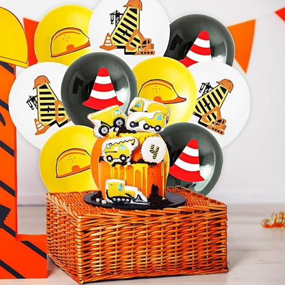 Yellow Black White Construction Theme 3rd Birthday Party Decorations - Image 5