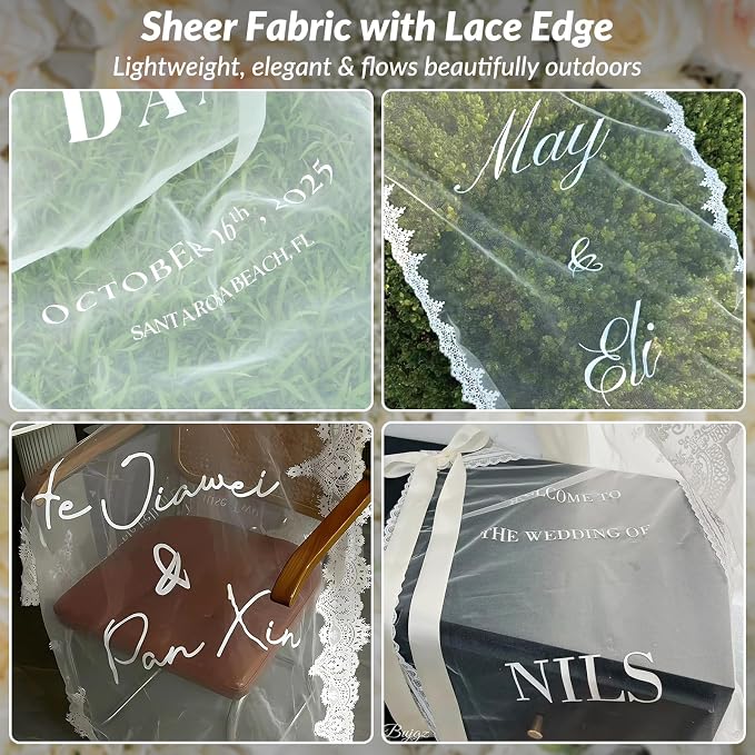 Personalized Sheer Wedding Banner - Image 8