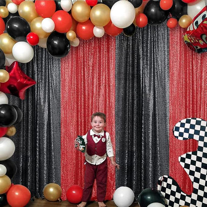 Sugargirl Red Sequin Backdrop Curtain 4FTx8FT Glitter Red Background Drapes - Image 4
