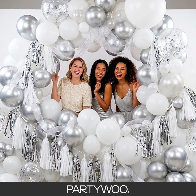 PartyWoo White Balloons 145pcs Matte White Latex Balloons Different Sizes | 18 - Image 5