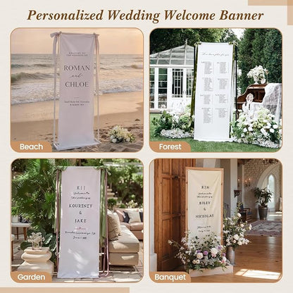 Custom Wedding Welcome Banner, Personalized Cotton Hanging Sign | - Image 2