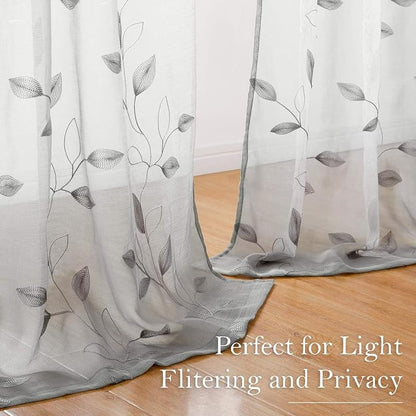 HOMEIDEAS Light Grey/Gray Sheer Curtains 52 X 96 Inches Long 2 Panels - Image 6